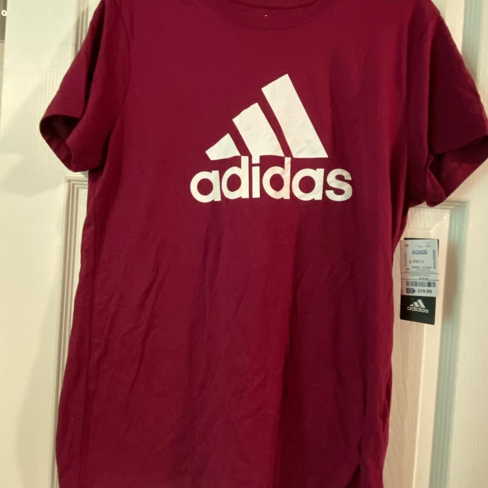 Adidas Red and White Short Sleeve Tee